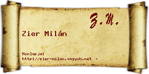 Zier Milán névjegykártya